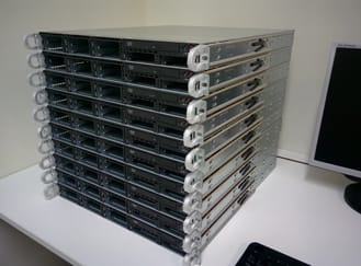A stack of 10 servers.
